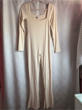 Oh Polly Cream Long-Sleeve One-Piece Jumpsuit